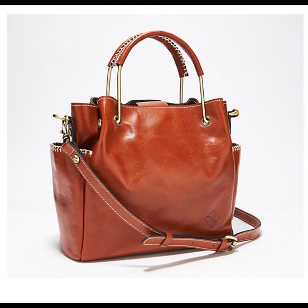 Patricia Nash Priola Leather Tote Crossbody Antique Brass Metal Handles NWT